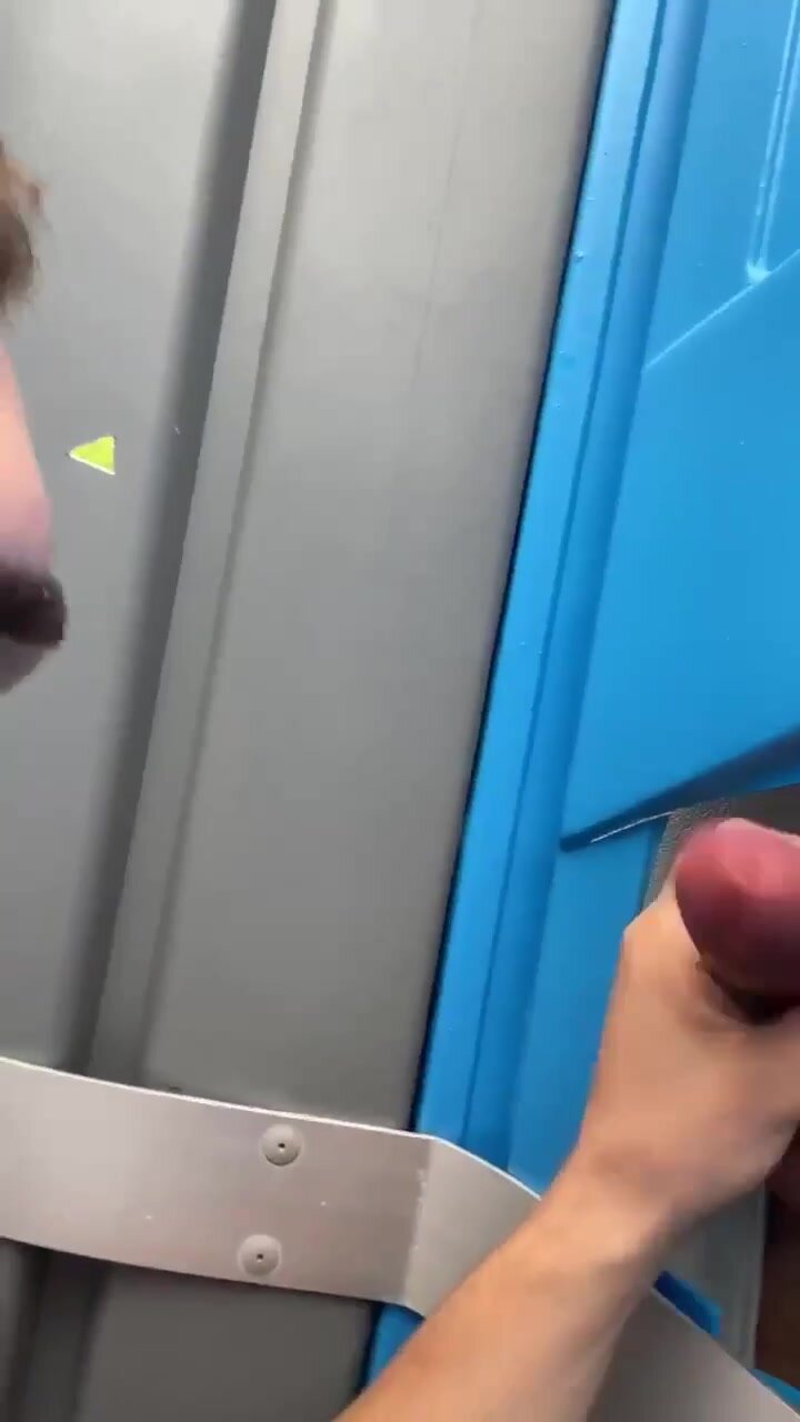 Public gay sex Bottomning in a glory hole picture