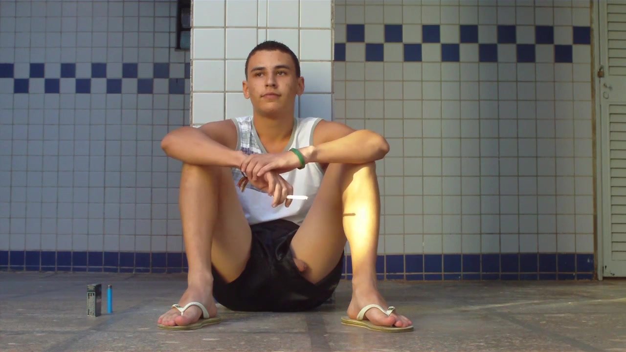 smoking, guy, showing off, boner