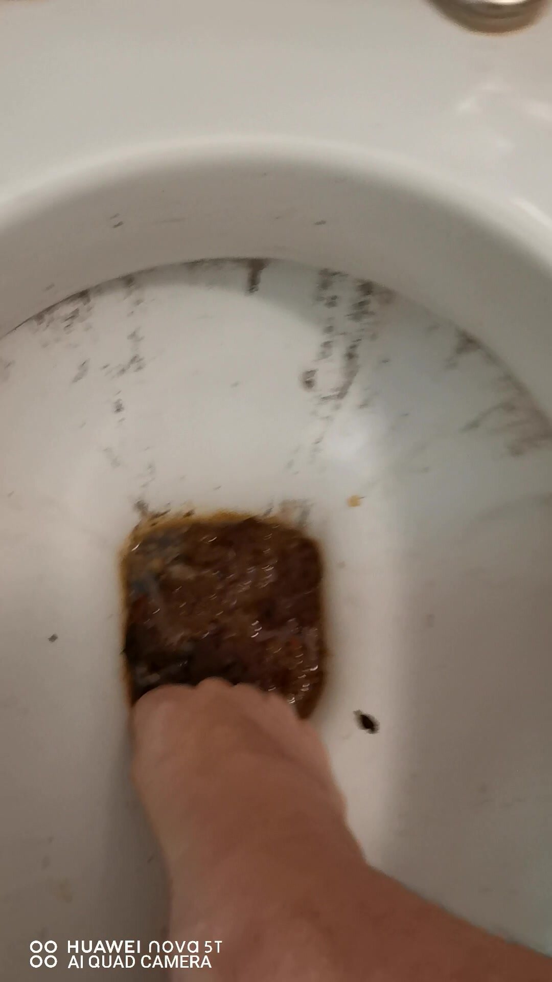 dirtying well the toilet with foot