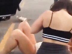 Rough Public Catfight With Breasts, Pussy & Ass Out