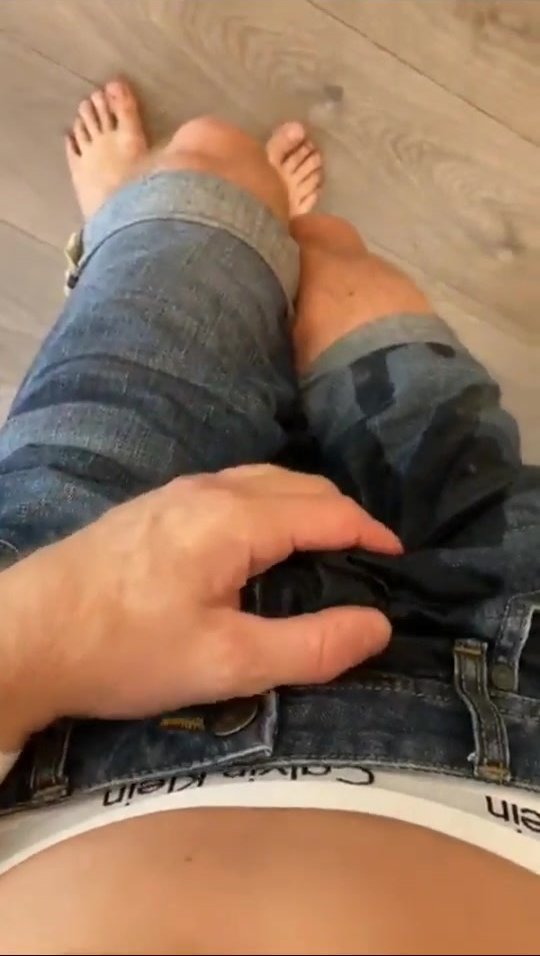 Desperate poop and pee in short jeans