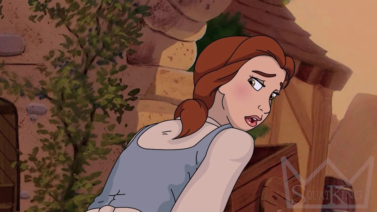 Belle shitting in town cartoon animation