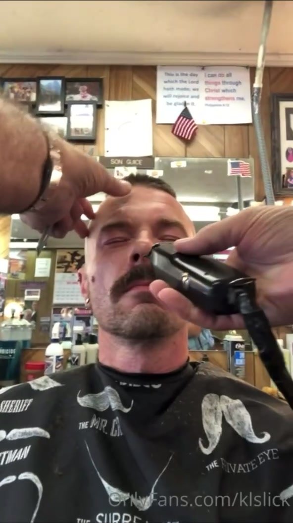 Barber scene mustache and brows