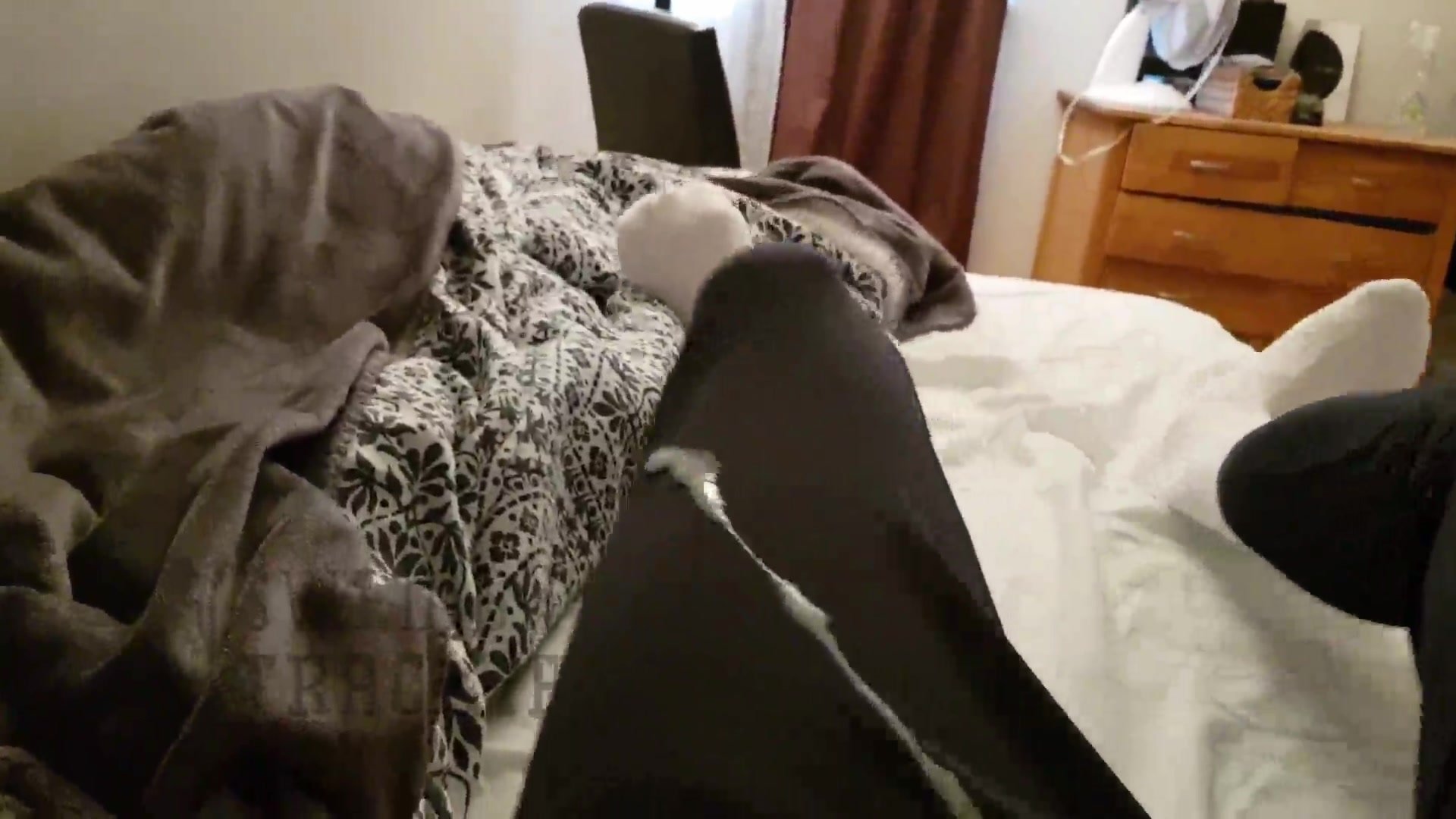 Cumshot on tracking pants