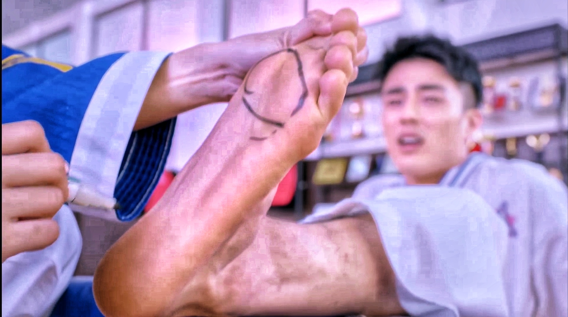 Boy's Taekwondo Feet Tickled