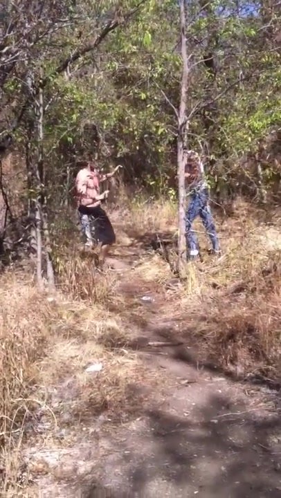 Bare knuckles twinks real fist fight in the forest