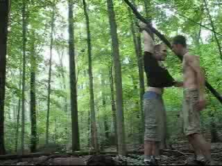 Young Master and Bound slave  used in the woods 1