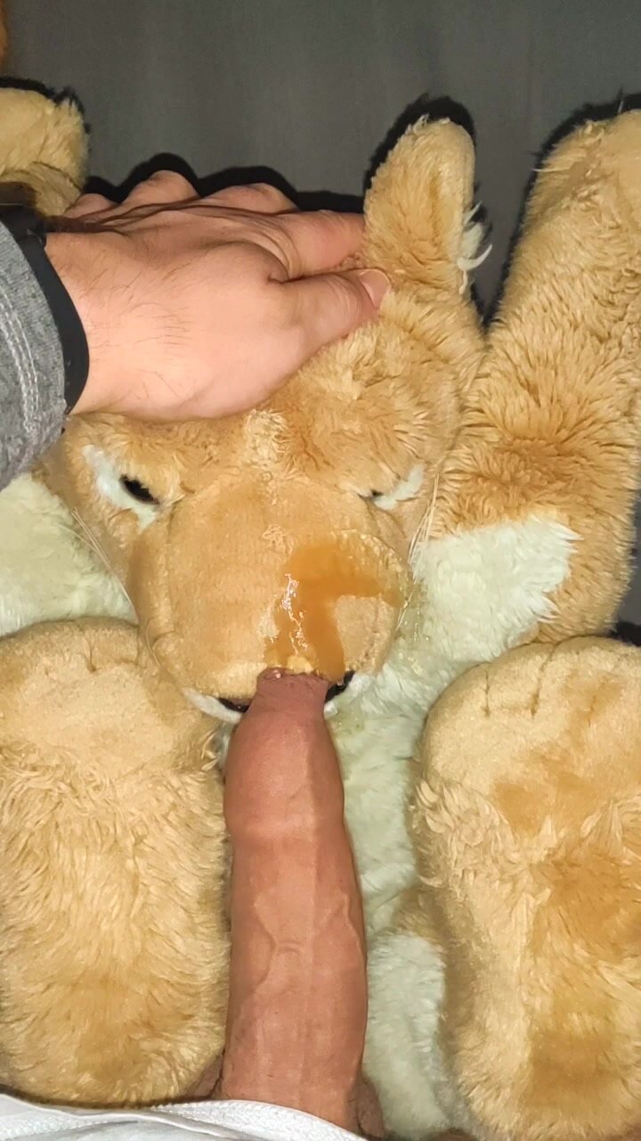 Peeing on a lioness plushie