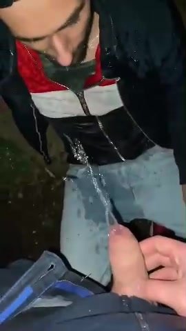 Pissing all over his friend