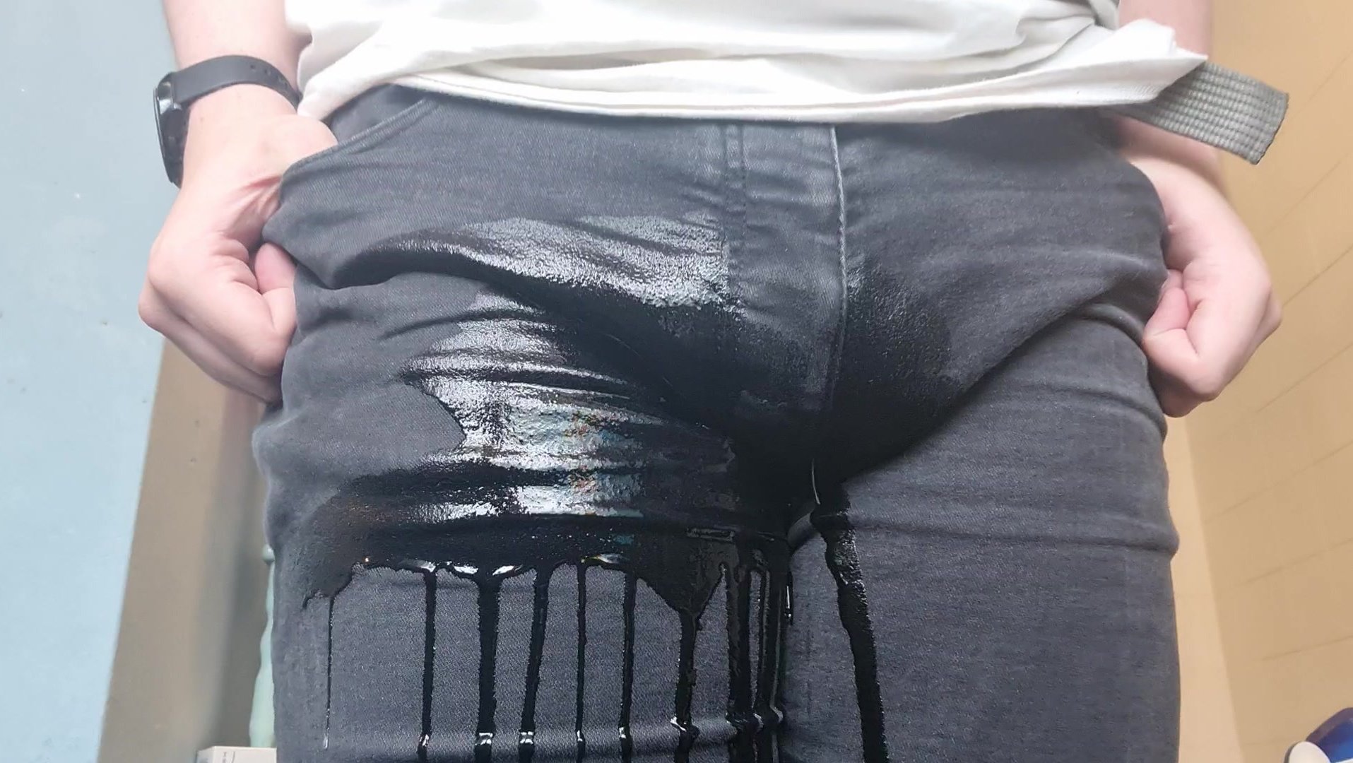 Wetting jeans after studying (me)