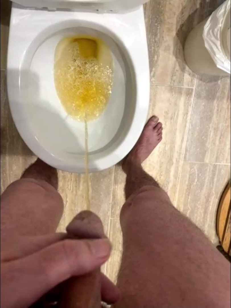 Pee with a circumcised cock
