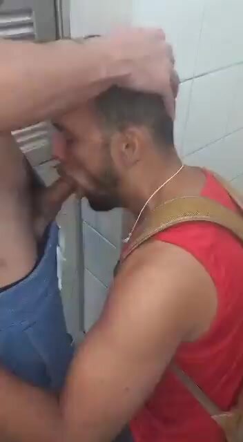 Sucking in a public restroom
