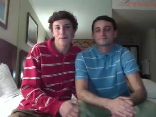 Gay couple strip and suck on cam