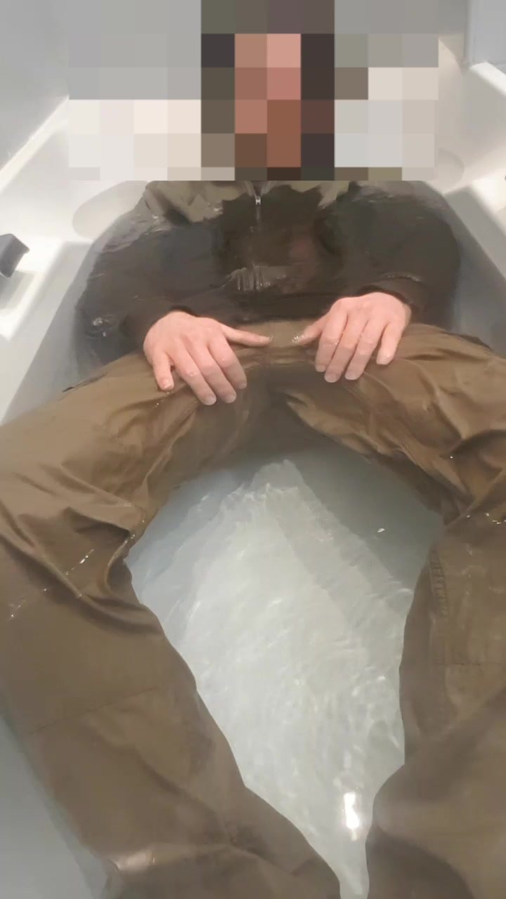 Clothed bath and cum