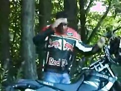 Jerking on Motorcycle in the Woods