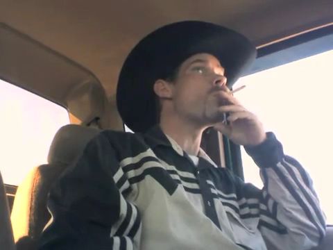 Smoking cowboy while driving