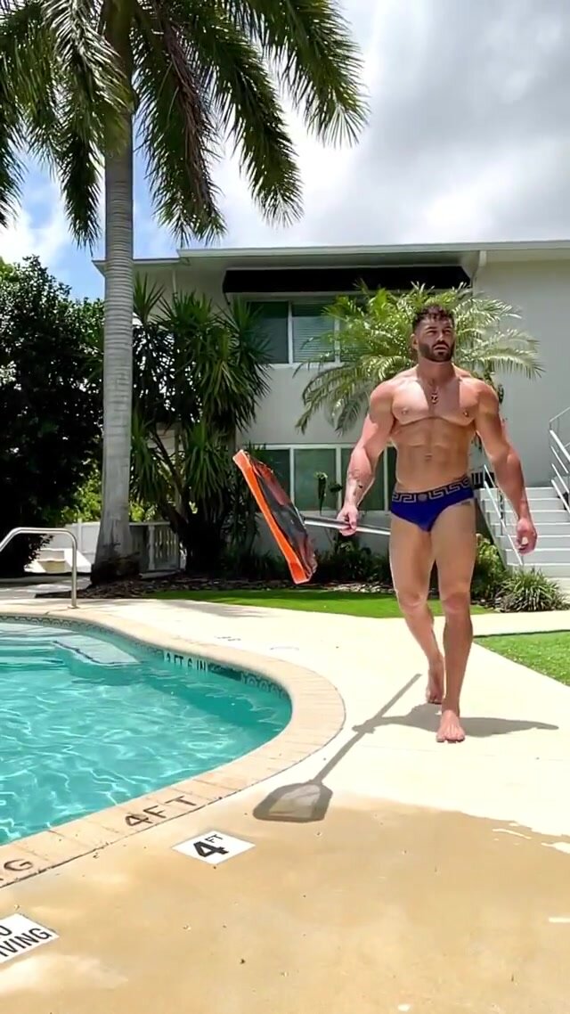 Muscle guy cleaning the pool Pt. 2