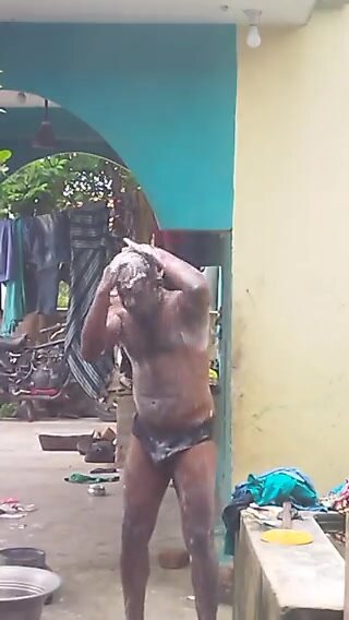 Telugu man outside bathing teasing nude