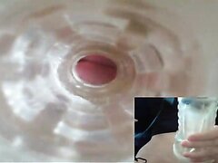 two views of fleshlight getting fucked