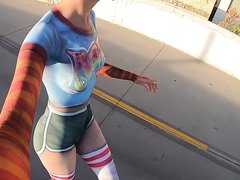 Roller skating Naked in Public