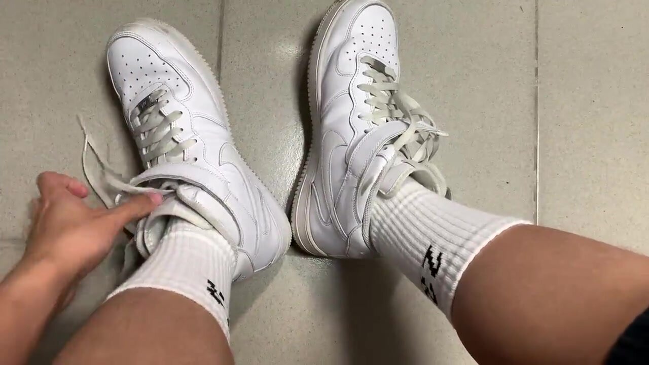 Worn Nike AF1s and Socks