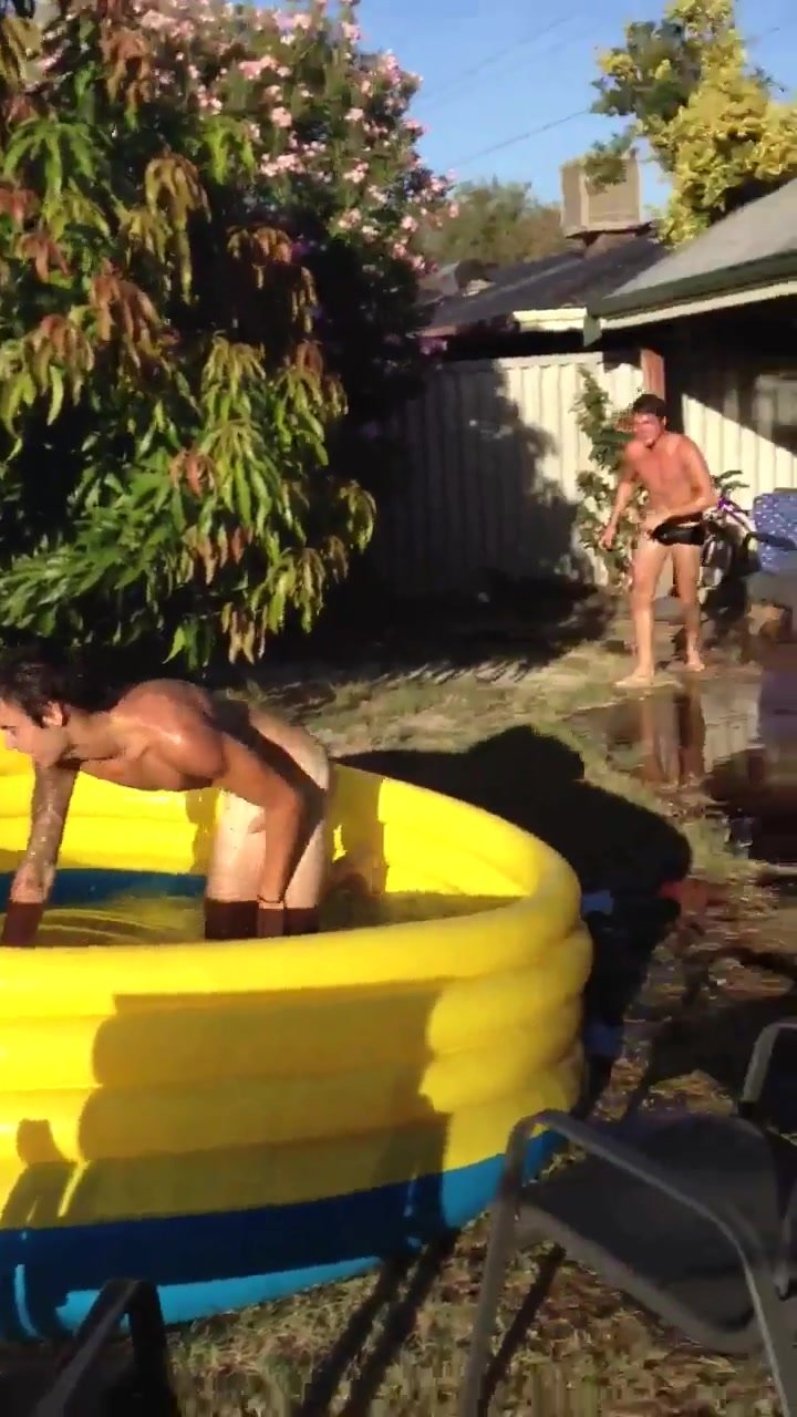 Aussie mates splash around with asses out