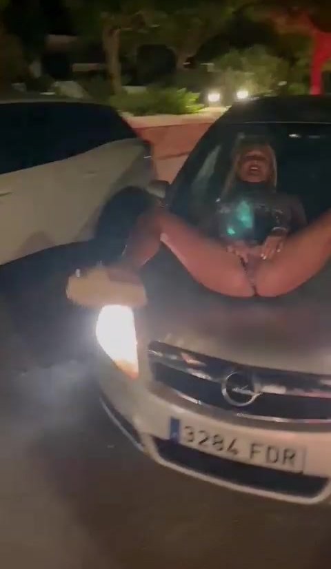 pissing from the hood of a car