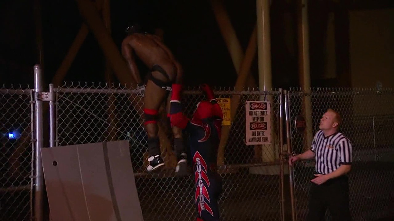 black wrestler pantsed
