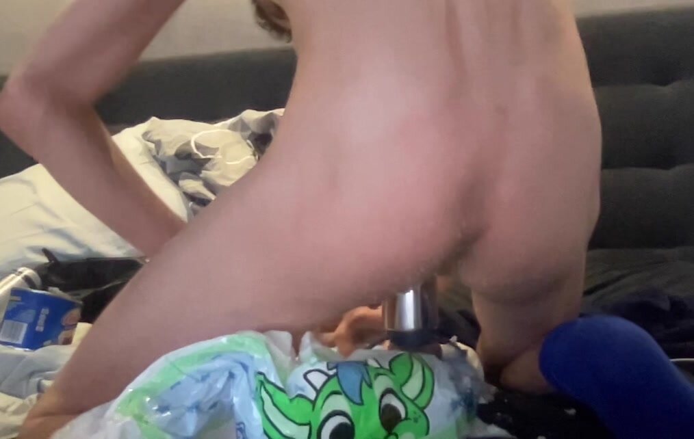 Diaper padding stuffed in asshole diaperboy