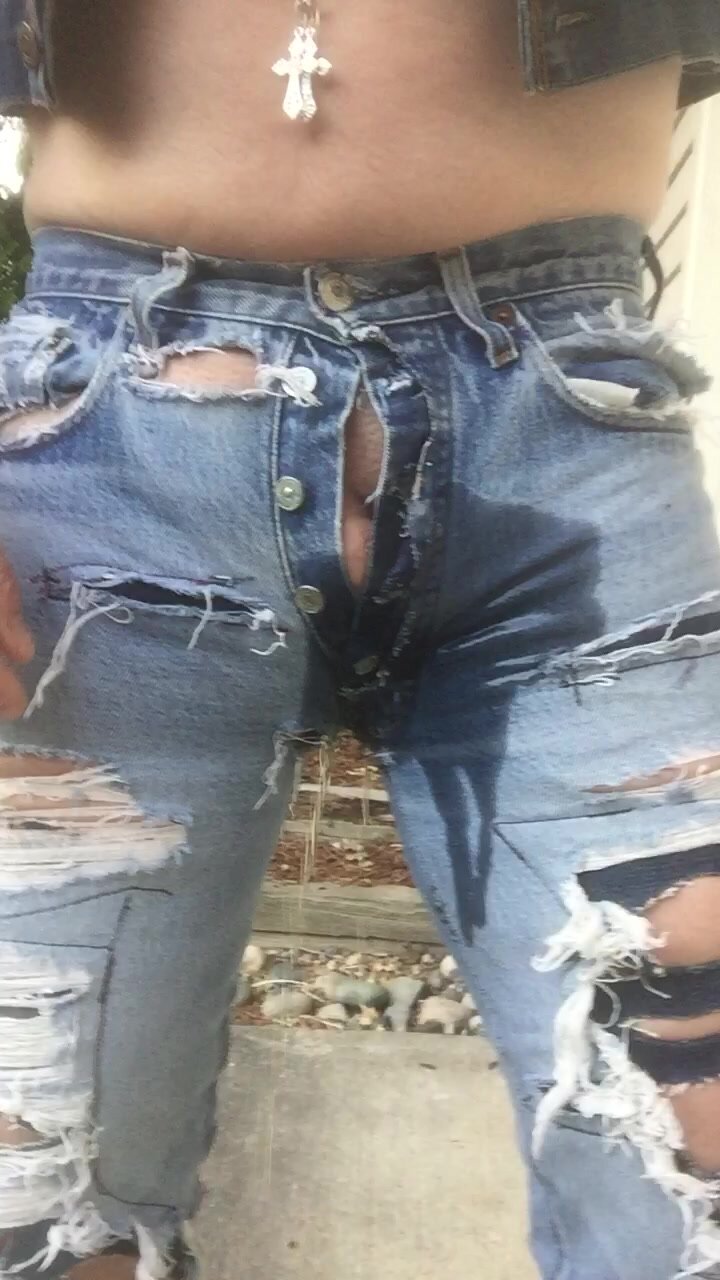 pissing my ripped Levis in public again