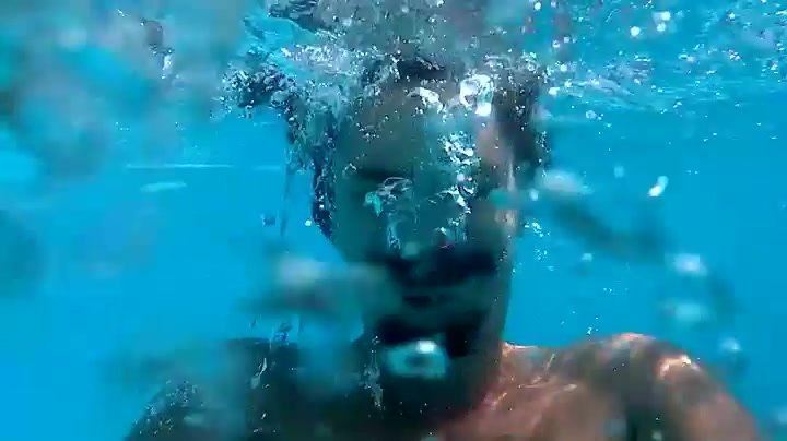 Buddies barefaced underwater in pool - video 2