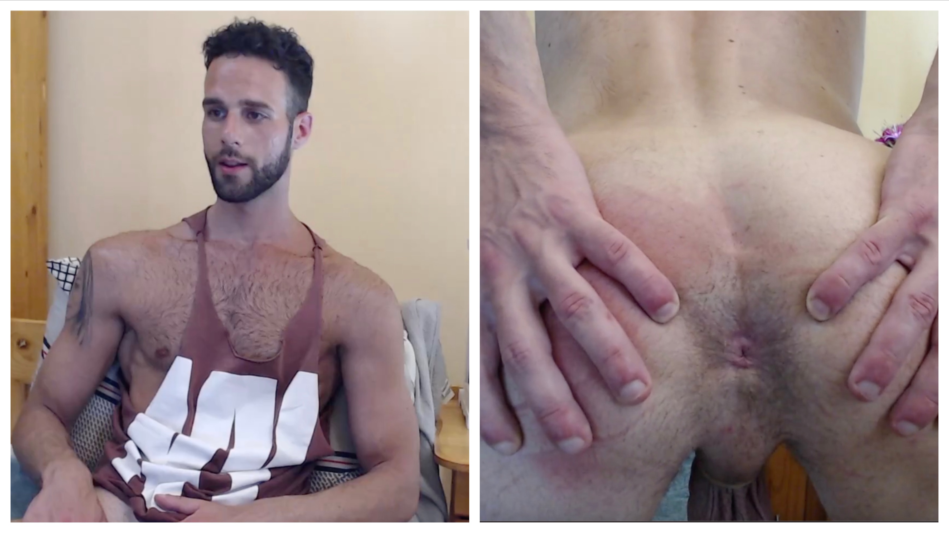 Handsome guy shows hole on cam