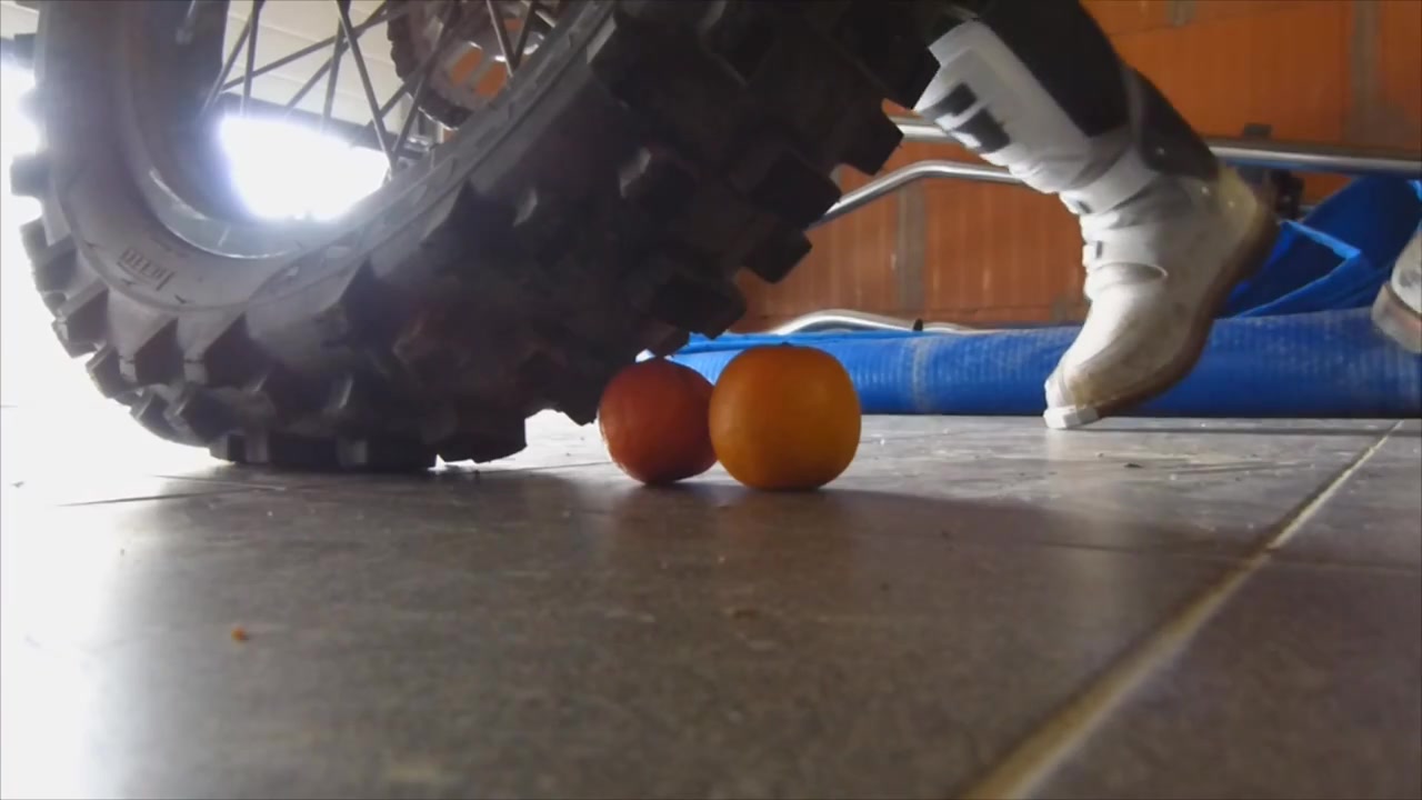 Motocross Bike Fruit Crushing