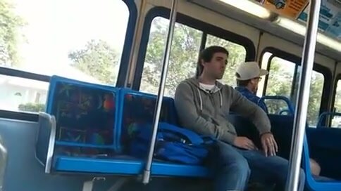 VERY hot guy pulls dick out facing isle on a bus