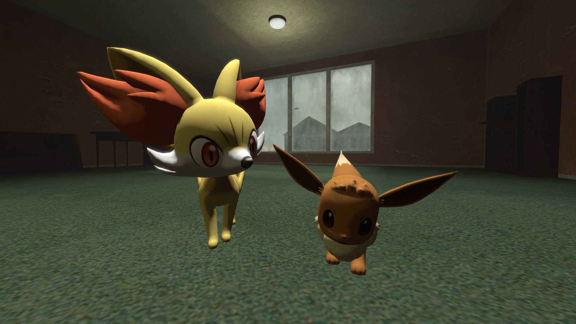 [SFM] Fennekin and Eevee have to hold it!