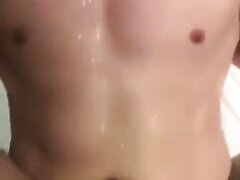 Moaning Asian guy squirt  while fucked to orgasm