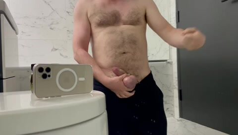 Scottish slave punches his balls in bath