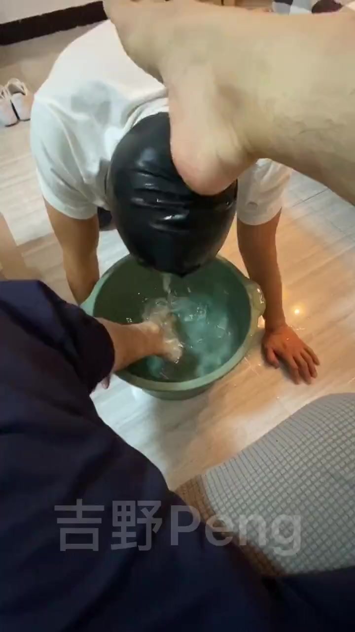 Stepping on my slave's head into water