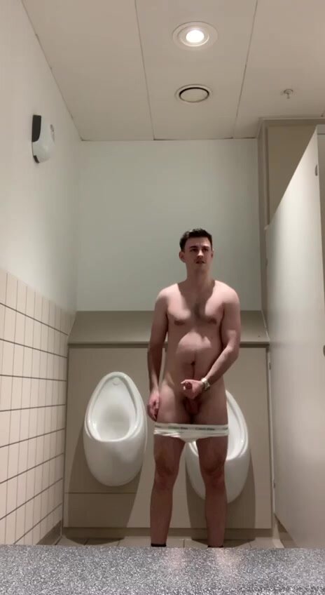 Josh Jerks Off in Public Bathroom