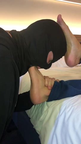 Cute guy sucks and gags on my toes