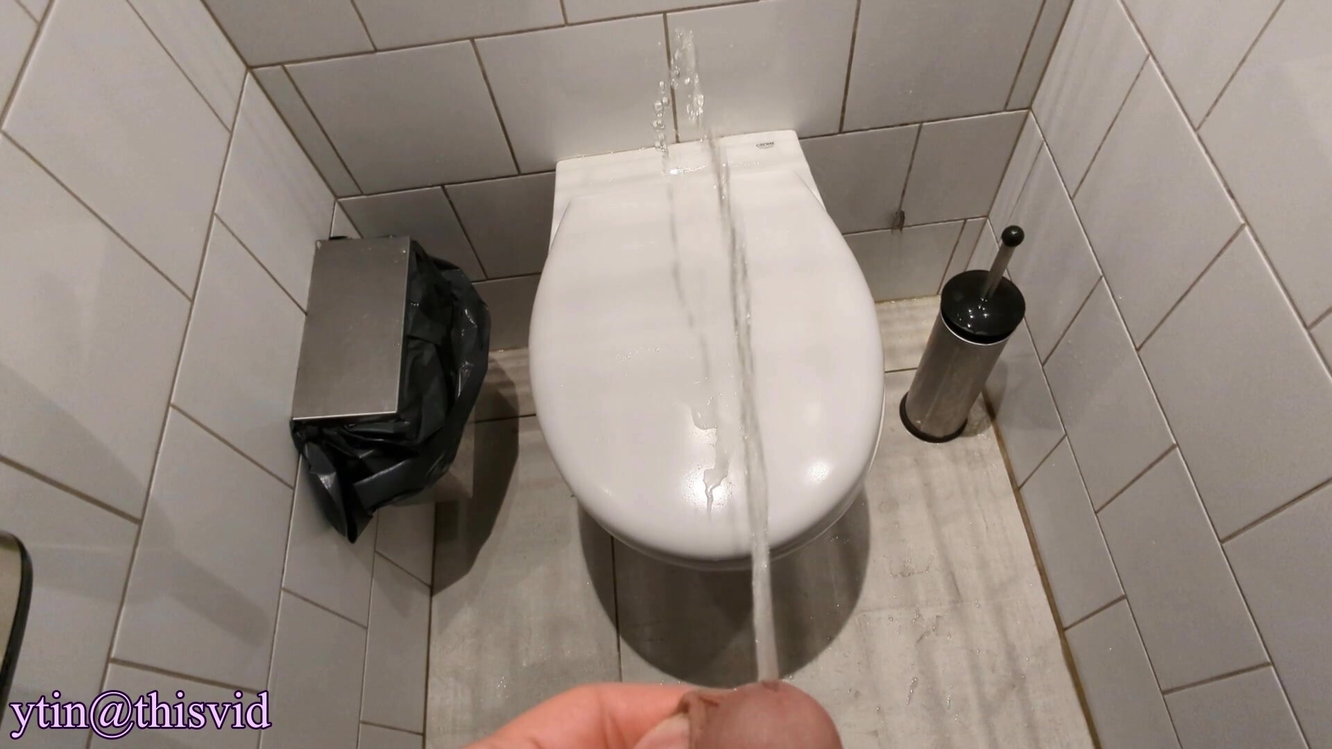 Public Restroom Piss on Toilet Seat and Floor