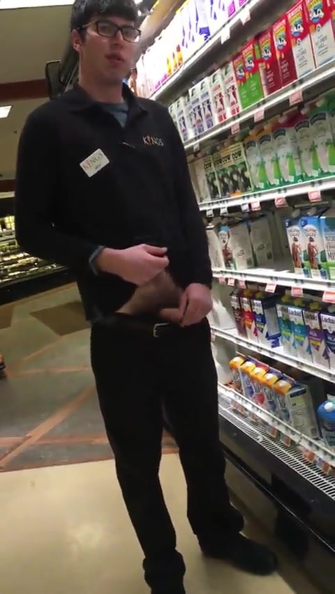 pulling out his dick in a store