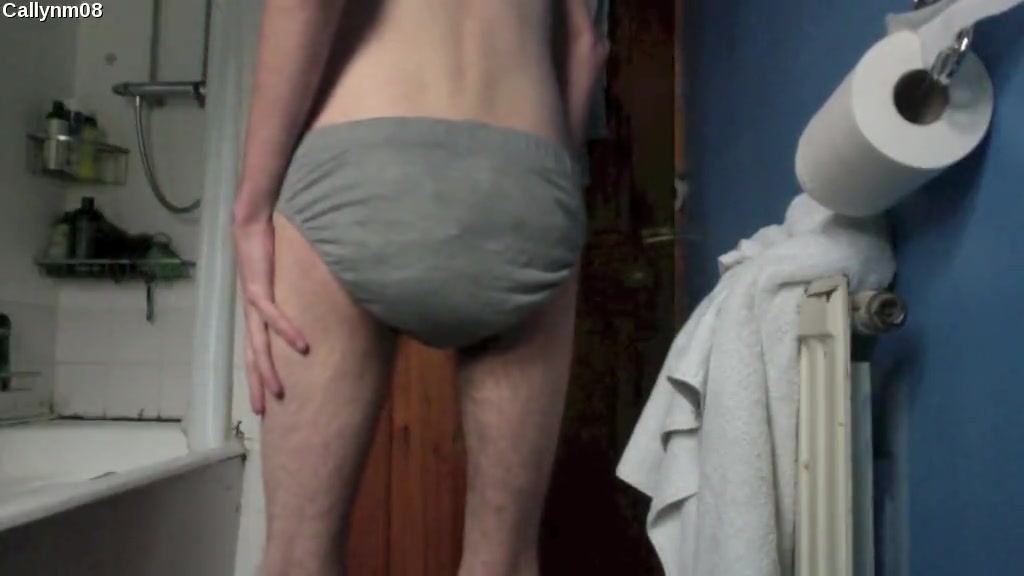 skinny guy adds another load in his undies