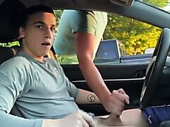 getting a handjob in his car in a parking lot