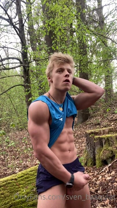 jerking off and cumming in the woods