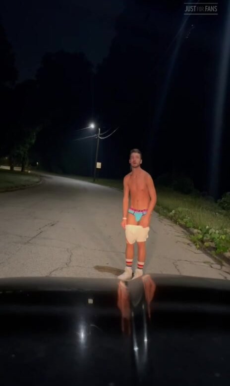 jerking off at night on public street