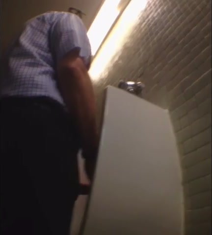 Hot Hung Daddy Wanking At The Urinal