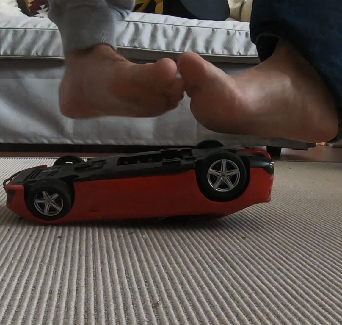 Toy car stomped barefoot & with Nike Shox