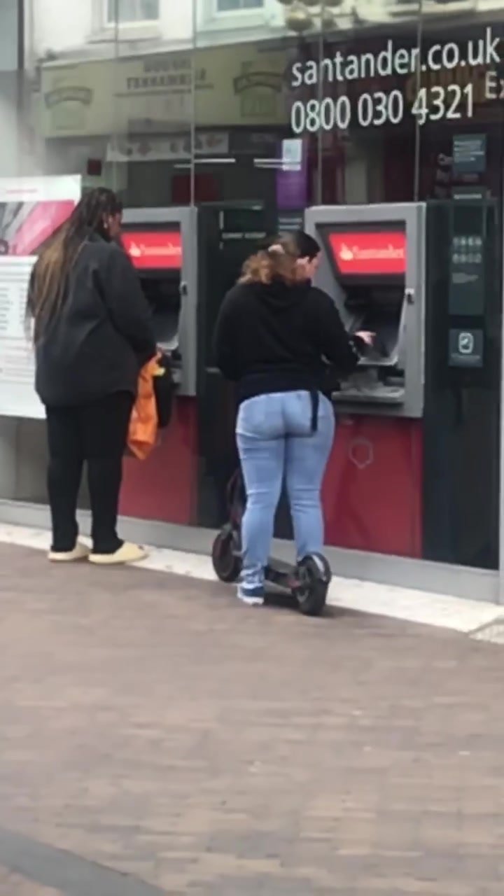 Teen ass at the atm machine