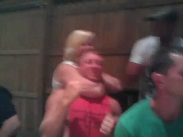 girl chokes out beef cake